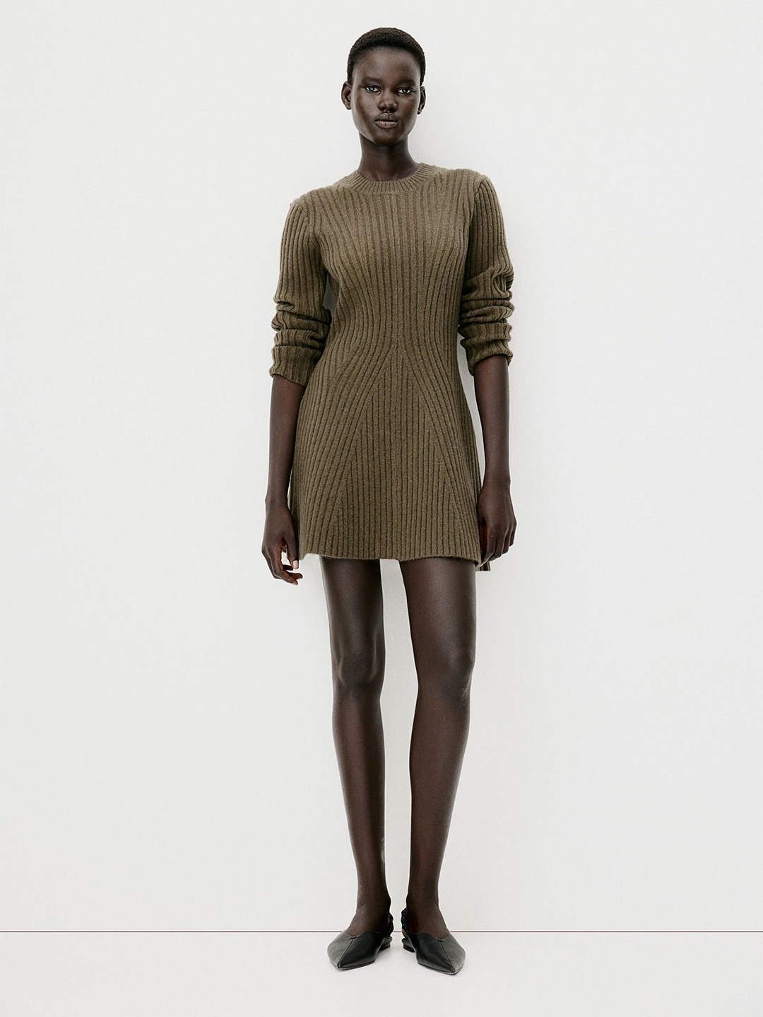 

H&M Rib-Knit Dress, Olive