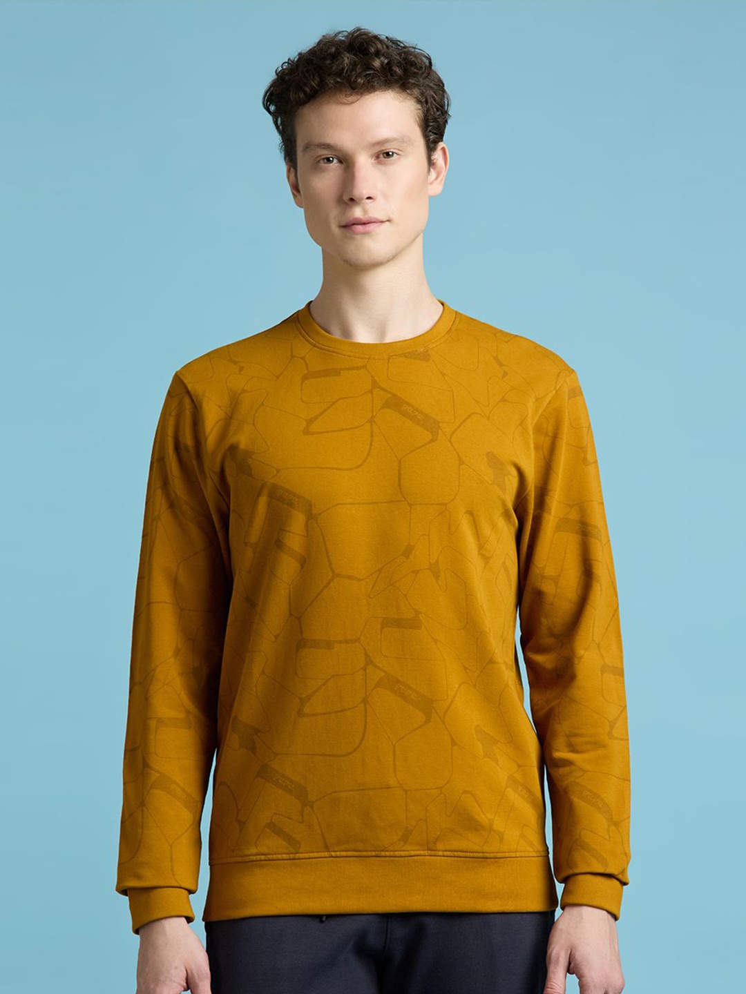 

Pepe Jeans Men Abstract Printed Round Neck Cotton Pullover Sweatshirt, Yellow