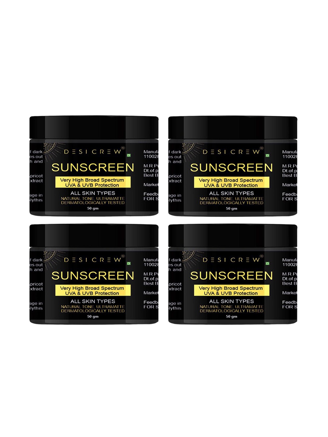

Desi Crew Set Of 4 Body Sunscreen - 50 g Each, White