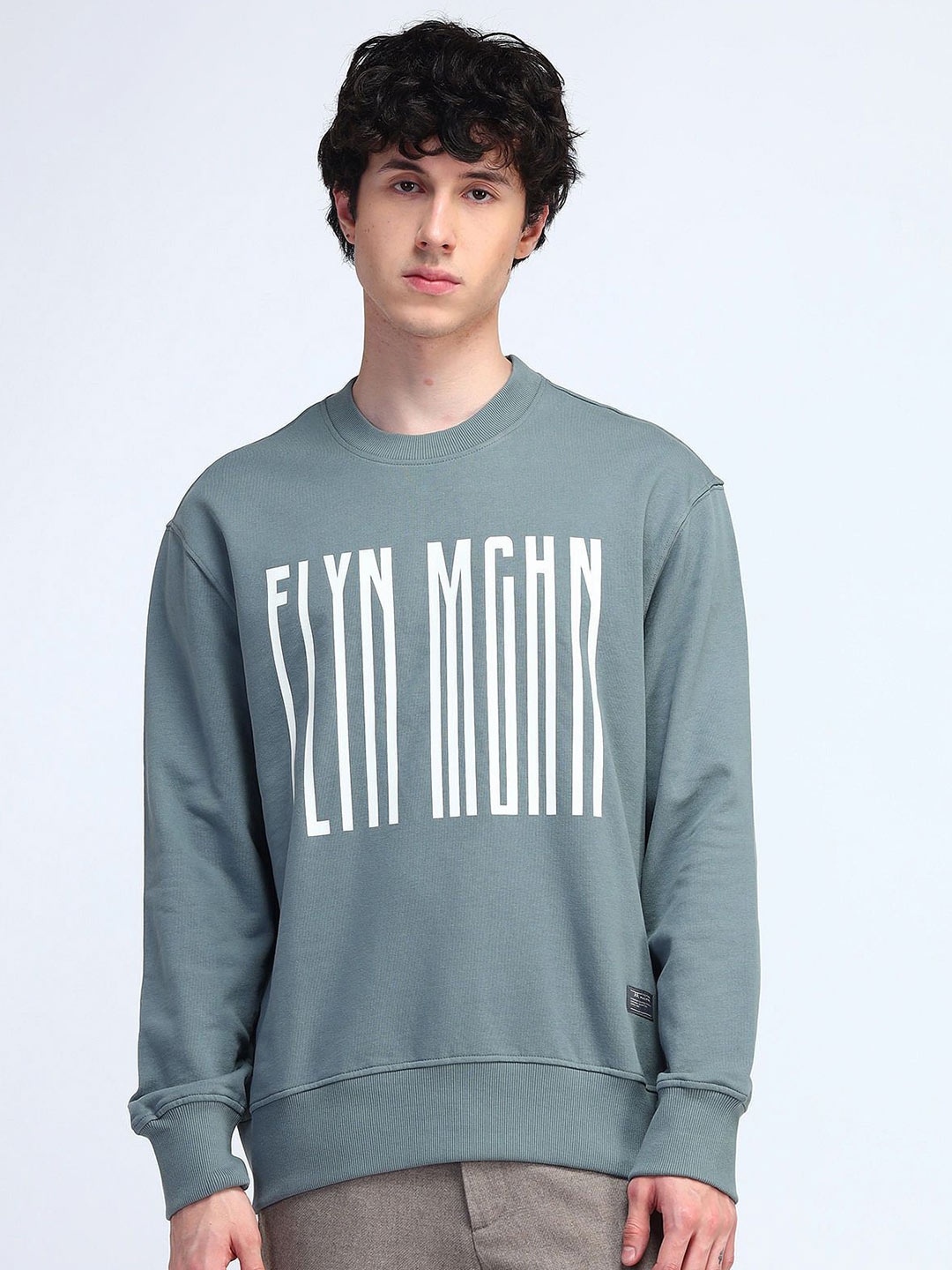 

Flying Machine Men Typography Printed Round Neck Cotton Pullover Sweatshirt, Blue