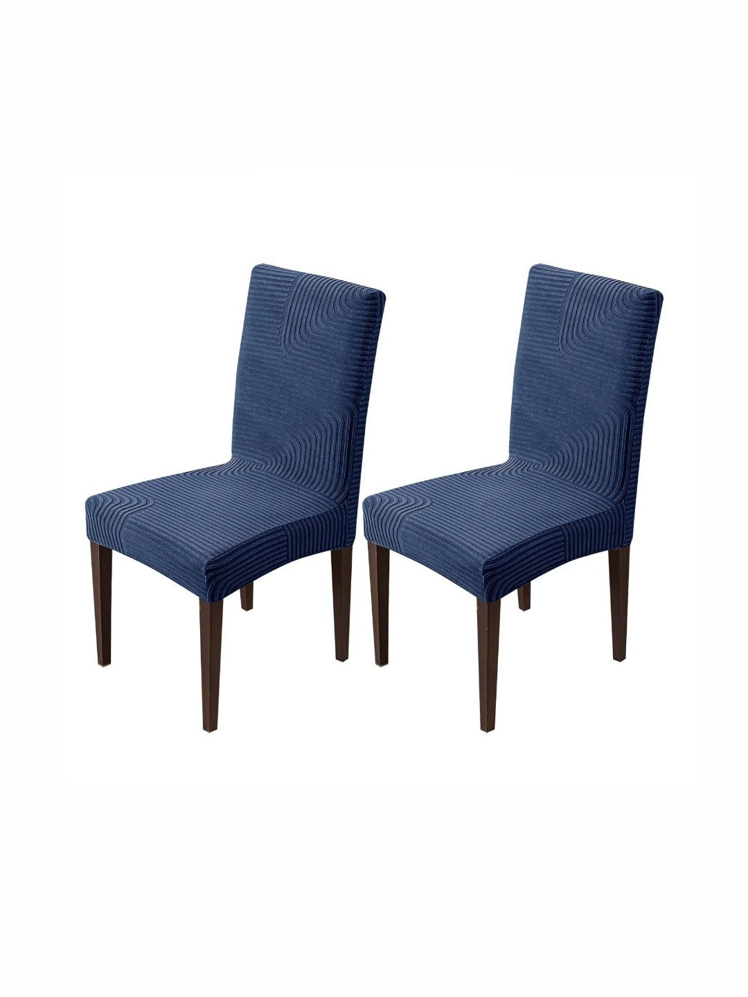 

HOUSE OF QUIRK Navy Blue 2 Pieces Printed Jacquard Chair Covers