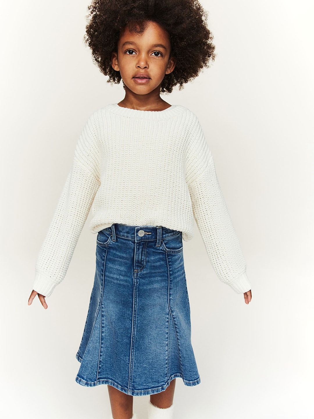 

H&M Girls Flared Denim Skirt, Blue