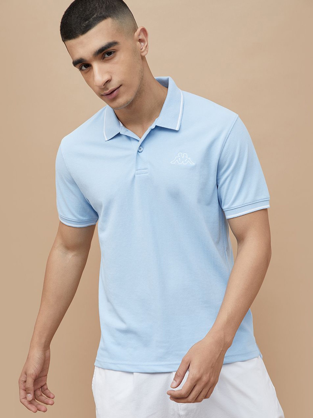 

Kappa Men Solid Polo Collar Cotton T-shirt, Blue
