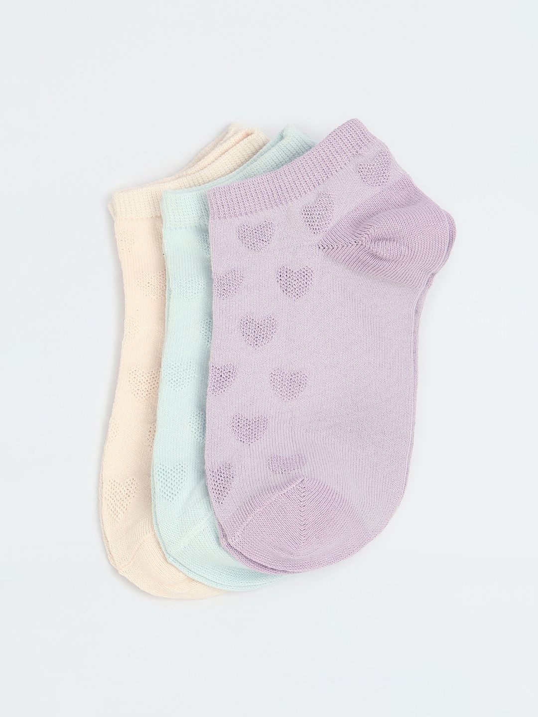 

max Pack Of 3 Women Patterned Ankle-Length Socks, Peach