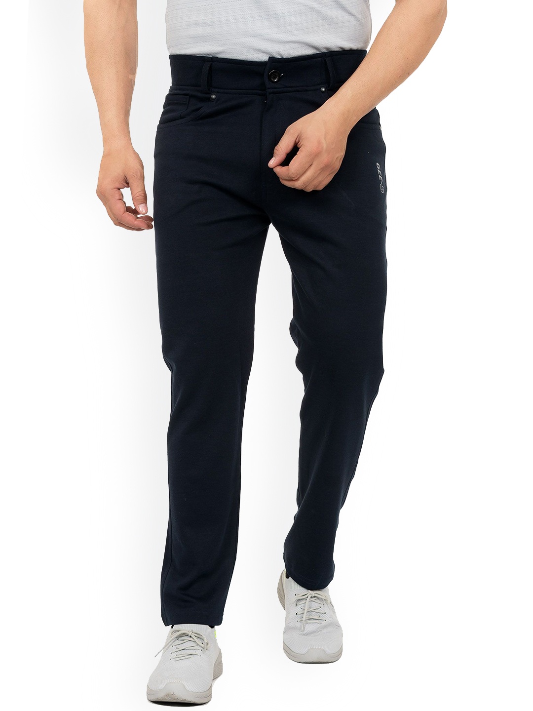 

GEE 5 Men Solid Mid Rise Cotton Trousers, Navy blue