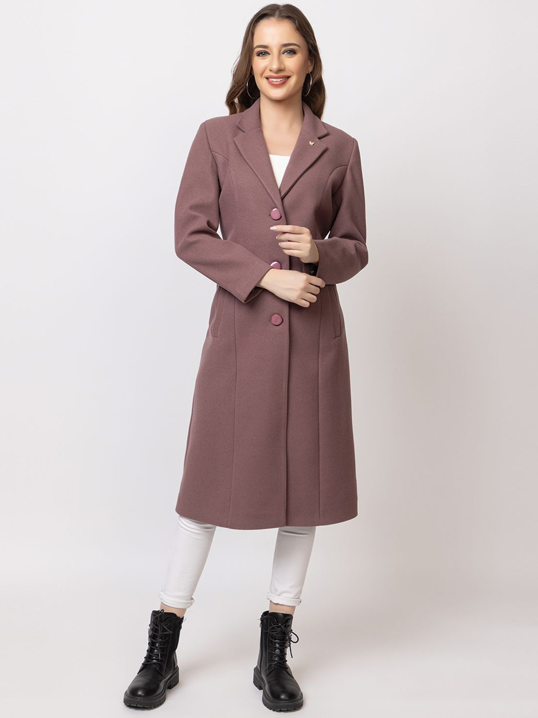 

TWENTY ME Single-Breasted Overcoat, Mauve