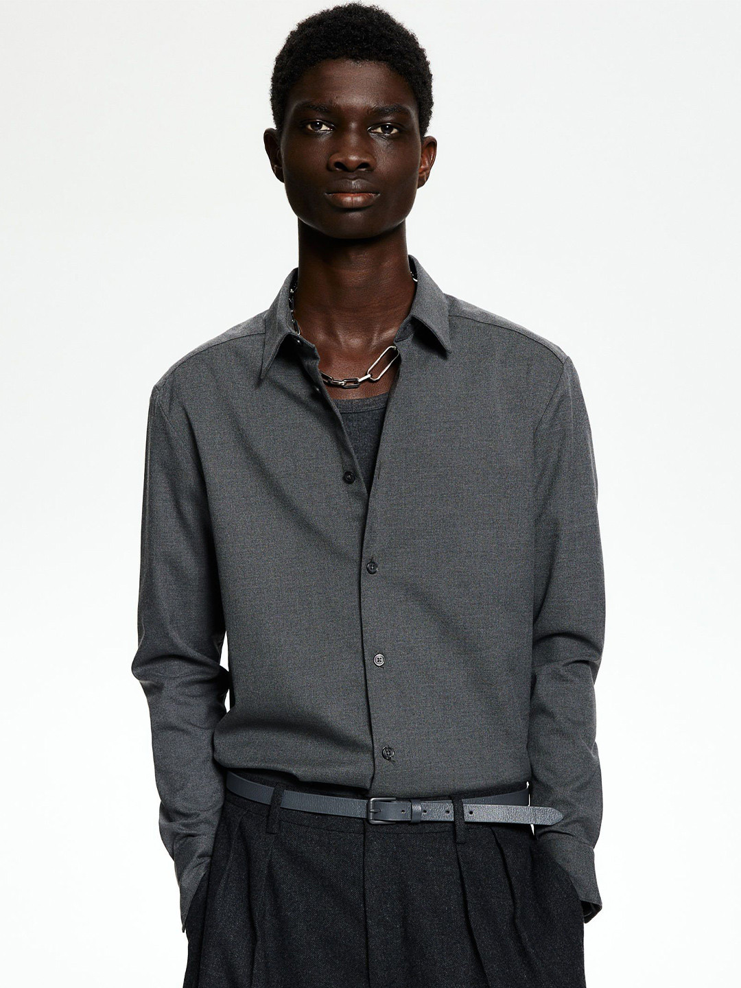 

H&M Twill Shirt, Grey