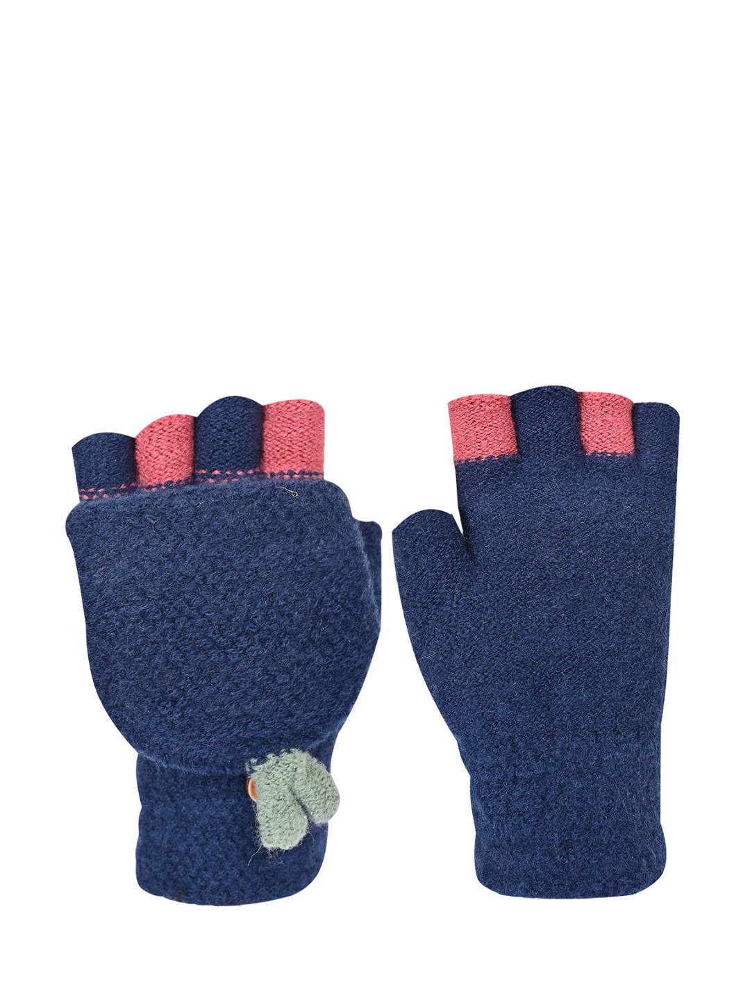 

LOOM LEGACY Women Acrylic Fingerless Gloves, Navy blue