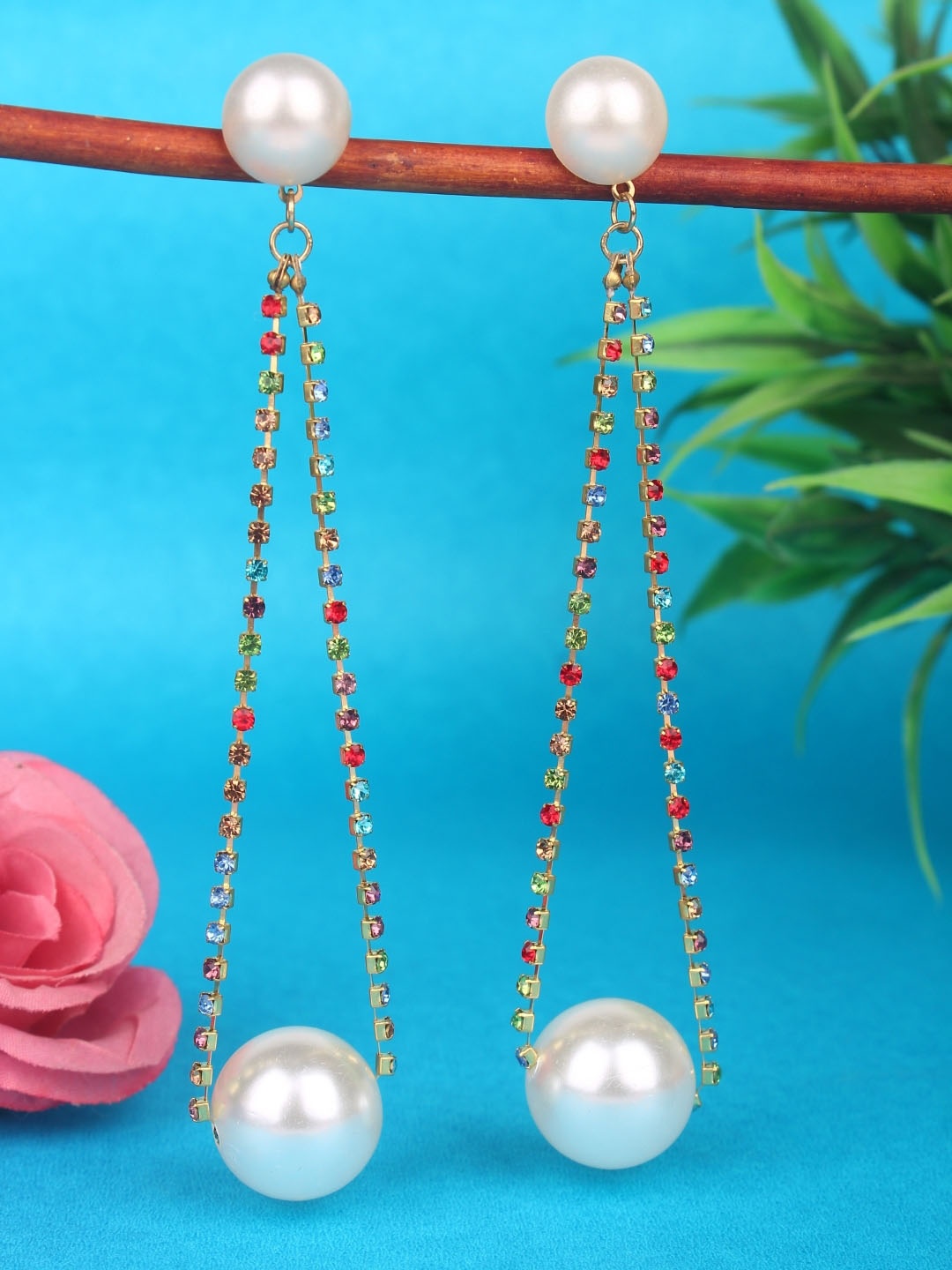 

KPOP Gold-Plated Rhinestone Studded Contemporary Drop Earrings