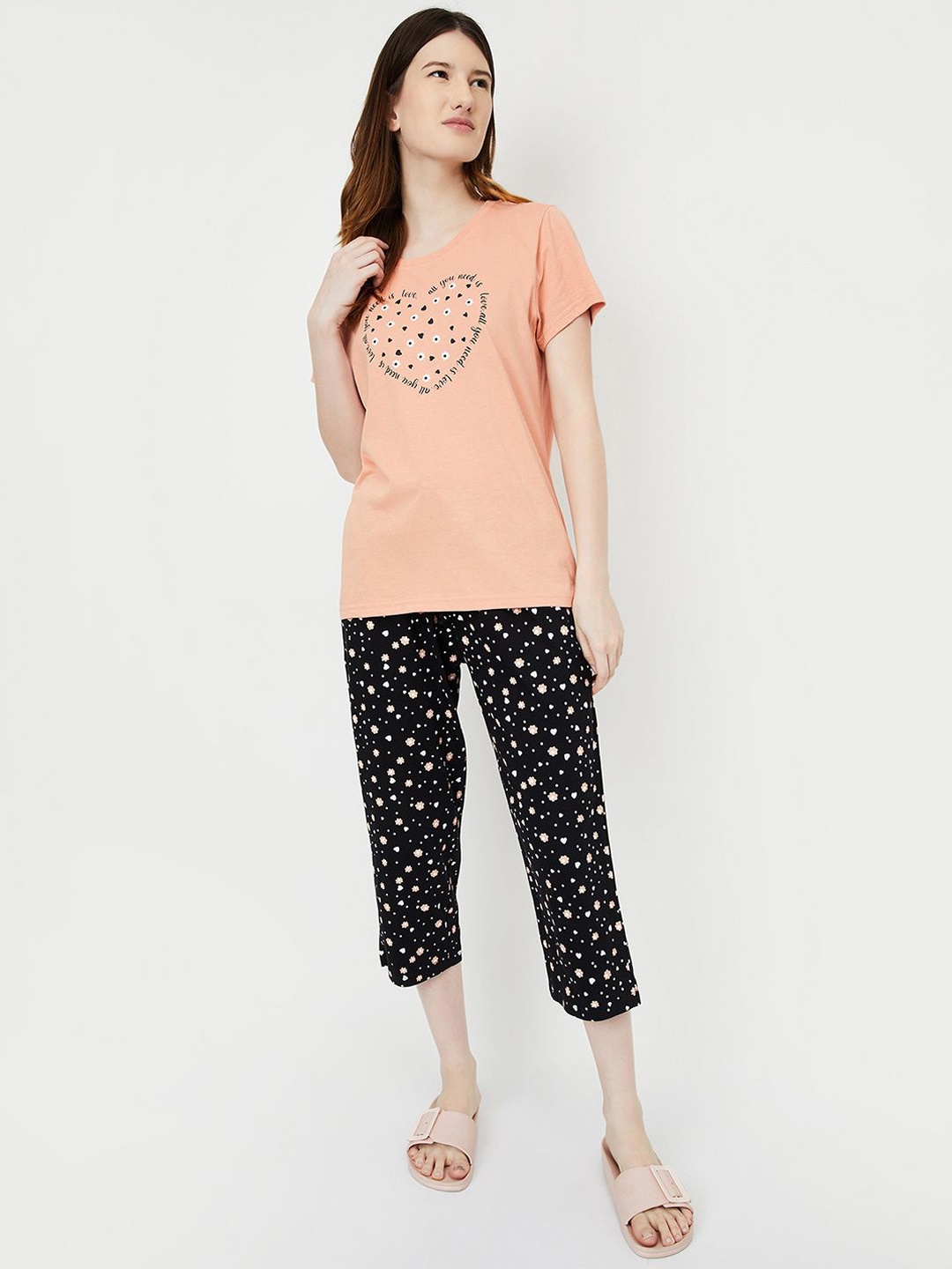

max Women Printed Capri Set, Pink