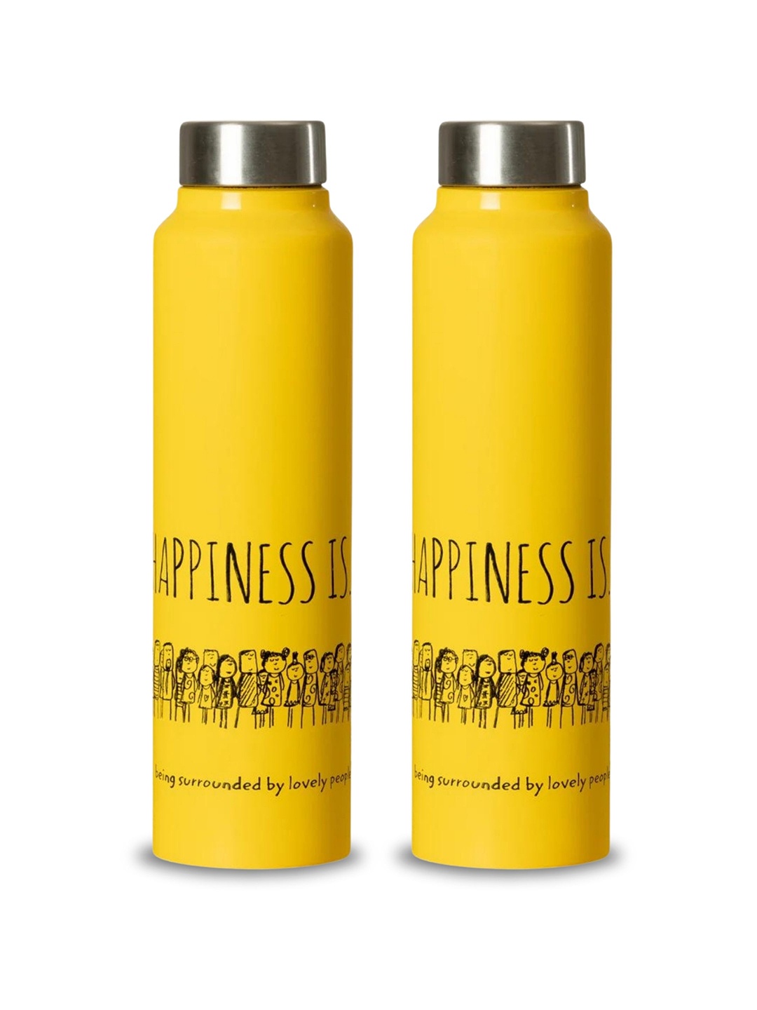 

Clay Craft Vacbott Happiness 1000Ml Single-Wall Stainless Steel BIS Approved Water Bottle, Yellow