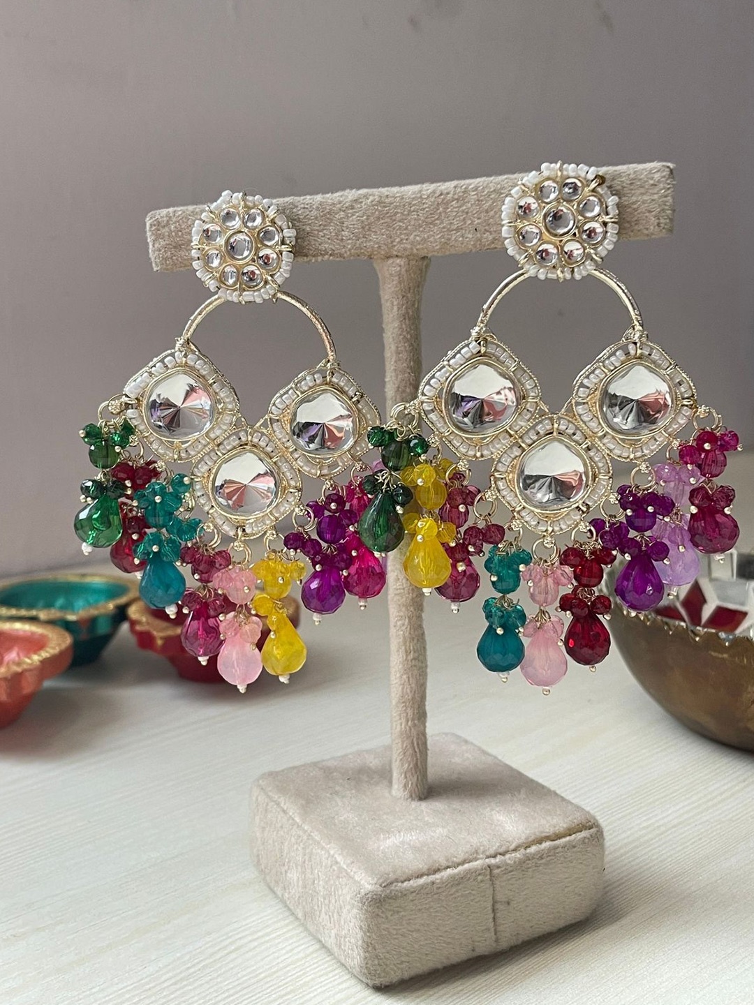 

ISHKAARA Gold Plated Pearl Beaded Contemporary Drop Earrings