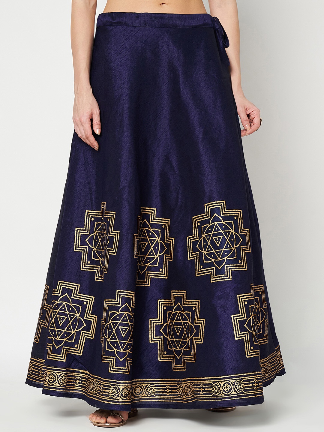 

studio rasa Printed Flared Maxi Skirts, Navy blue