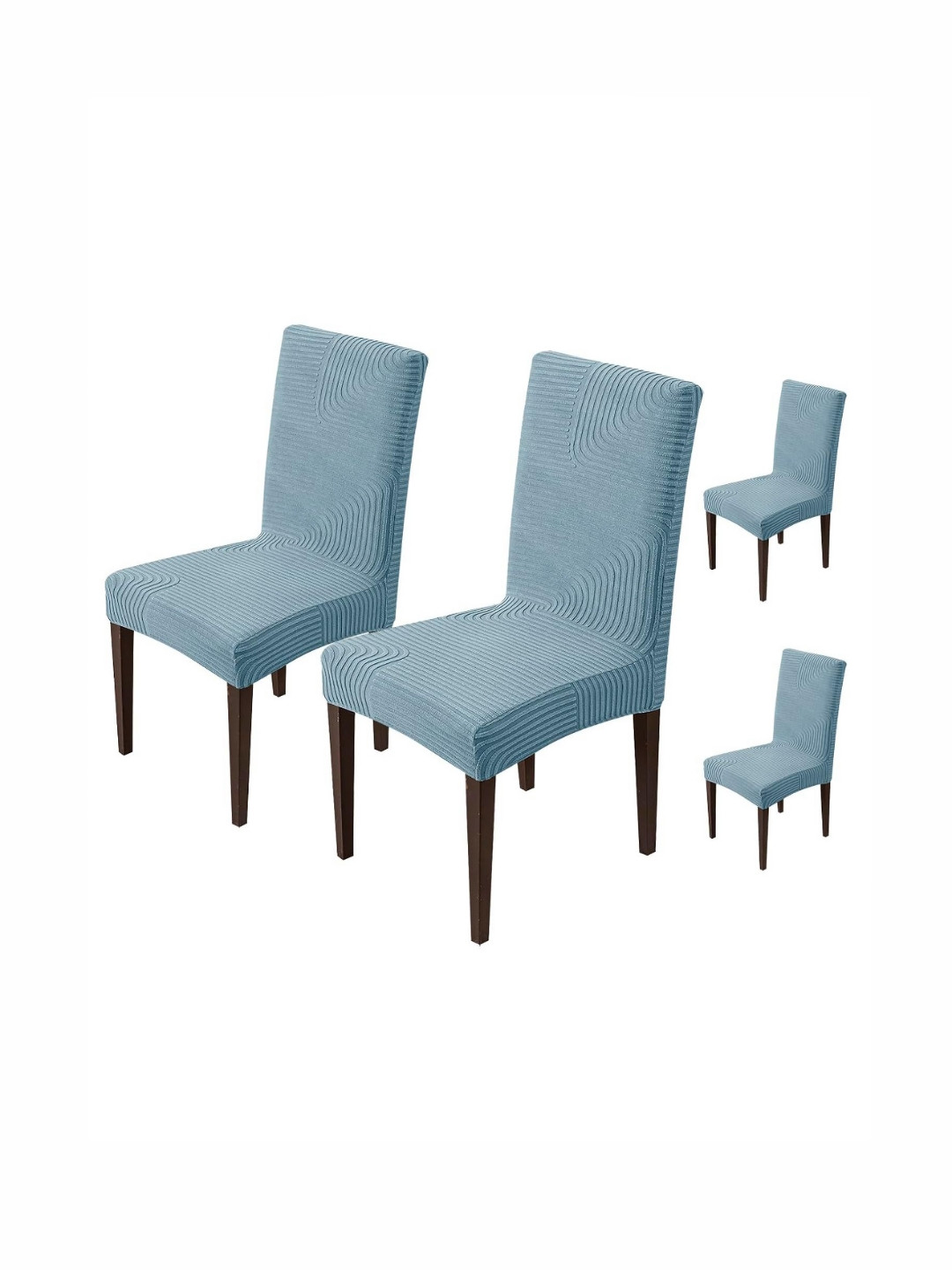 

HOUSE OF QUIRK Blue 4 Pieces Textured Jacquard Removable Chair Covers
