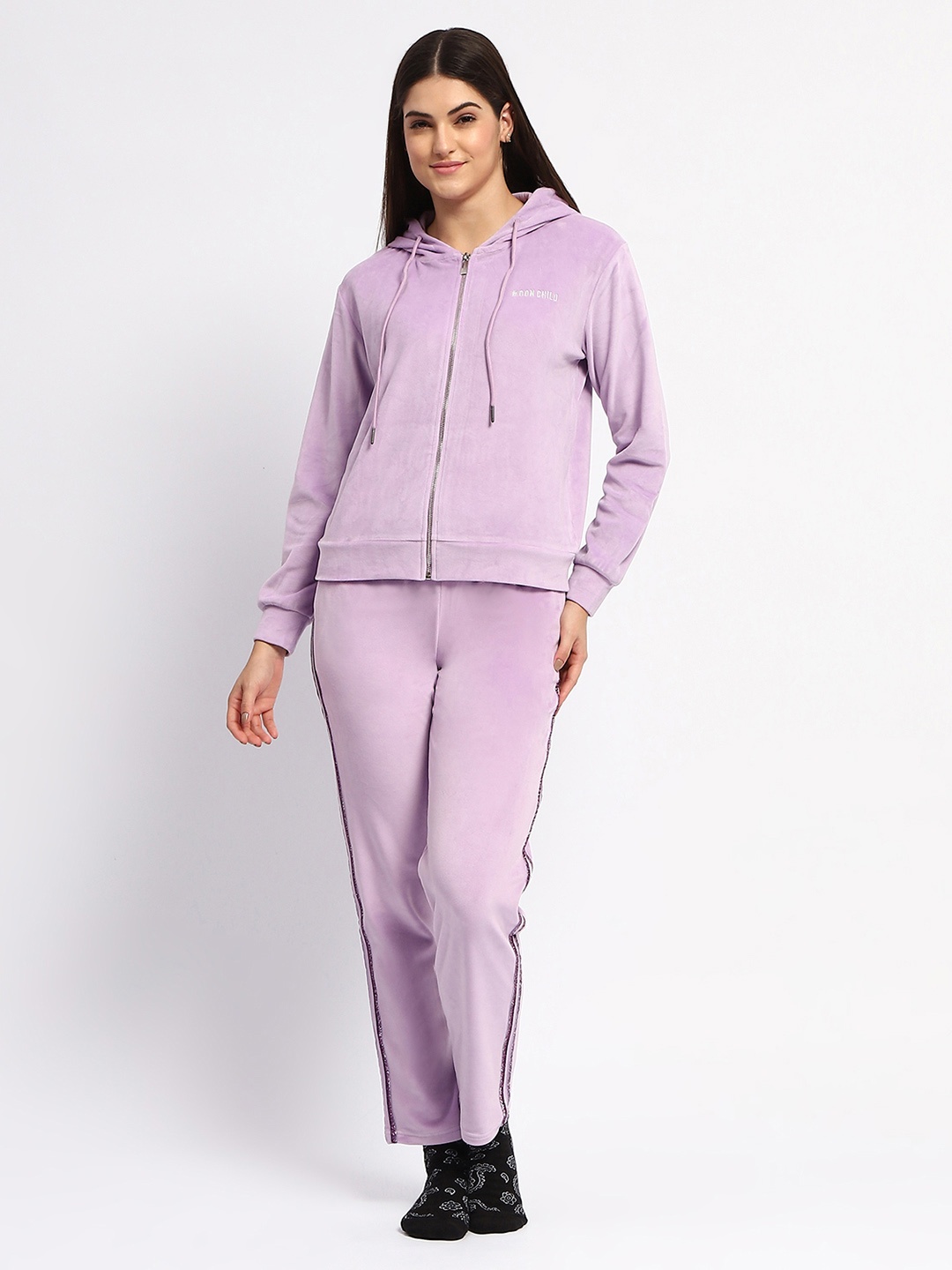 

MADAME M SECRET Women Solid Night Suit With Hood, Purple