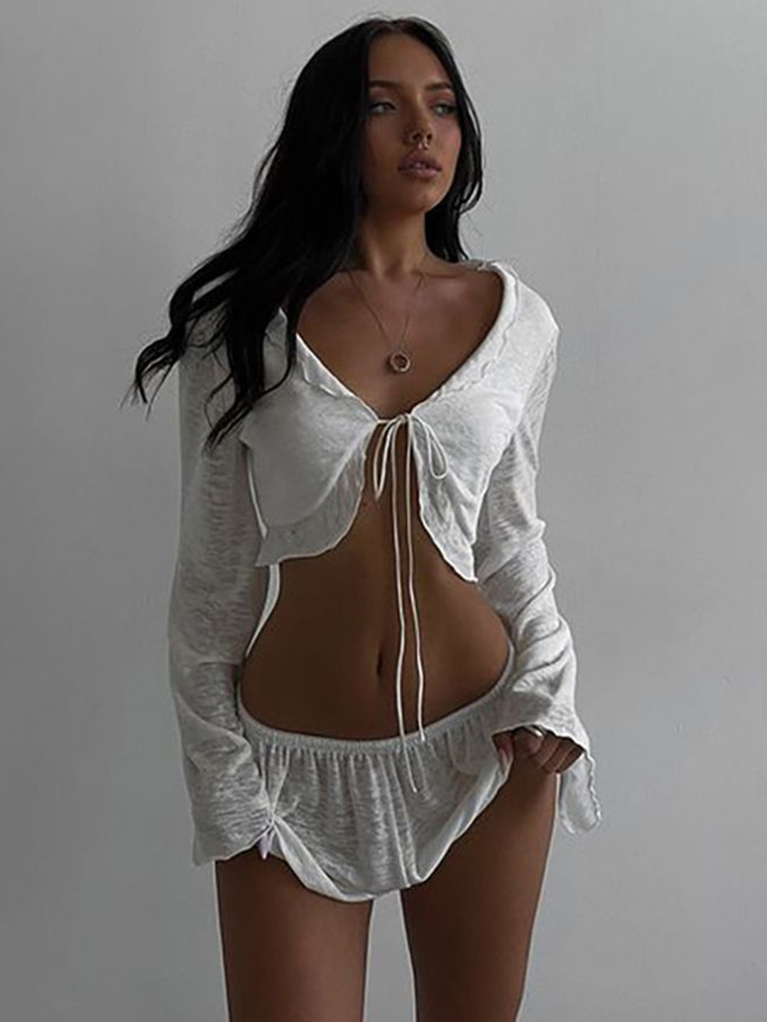 

LULU & SKY Women Top & Shorts Night Suits, White