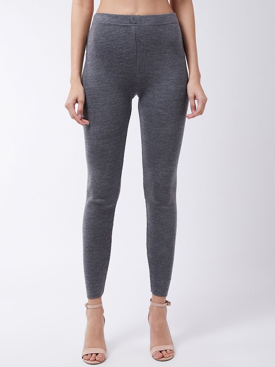 

RVK Mid-Rise Ankle-Length Leggings, Grey melange