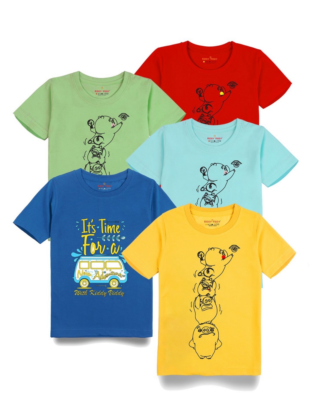 

AUSK Boys 5 Printed Drop-Shoulder Sleeves Pockets T-shirt, Lime green