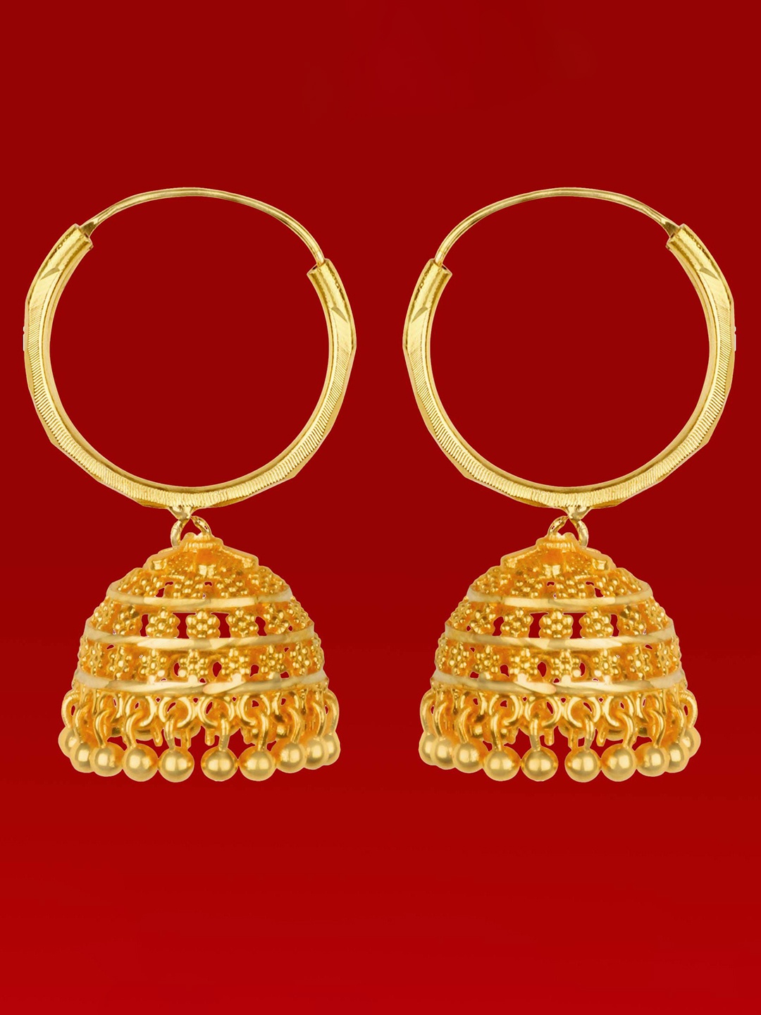 

Heer Collection Contemporary Jhumkas Earrings, Gold