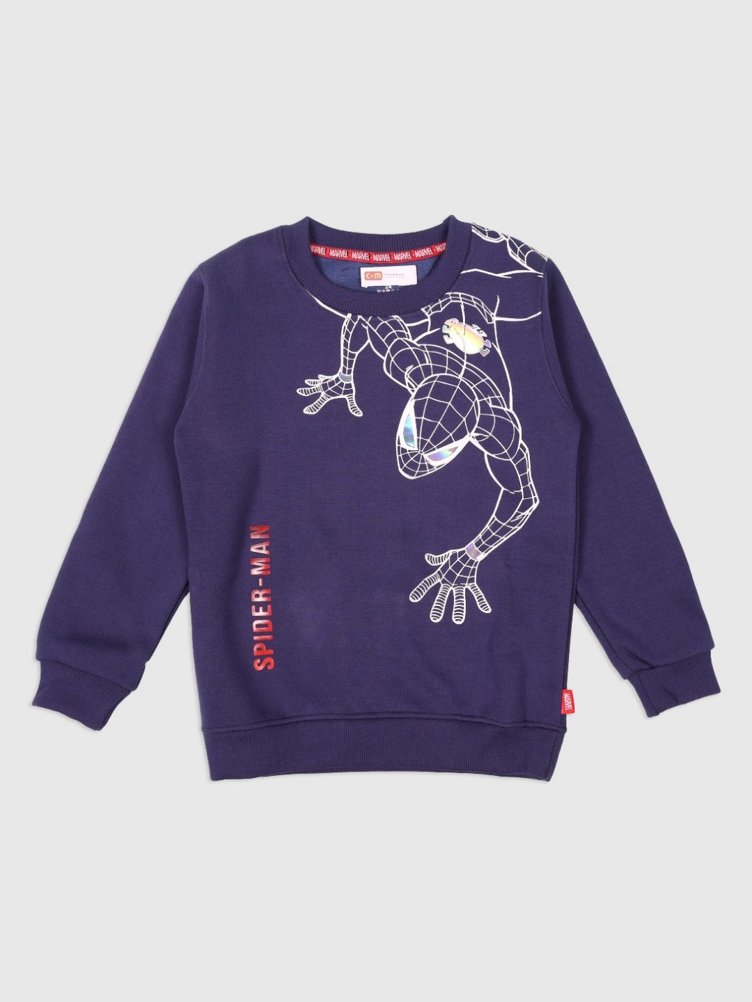 

CHUNMUN Boys Iron Man Graphic Printed Round Neck Cotton Sweatshirt, Navy blue