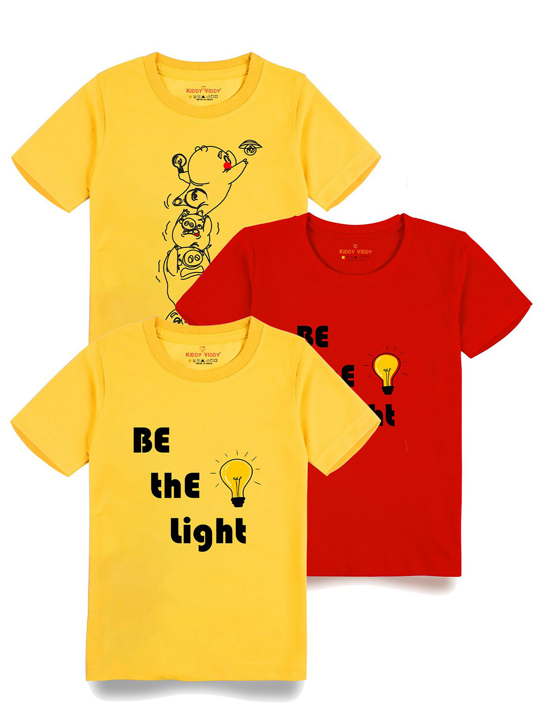 

AUSK Boys Pack Of 3 Graphic Printed Round Neck Cotton T-shirts, Red