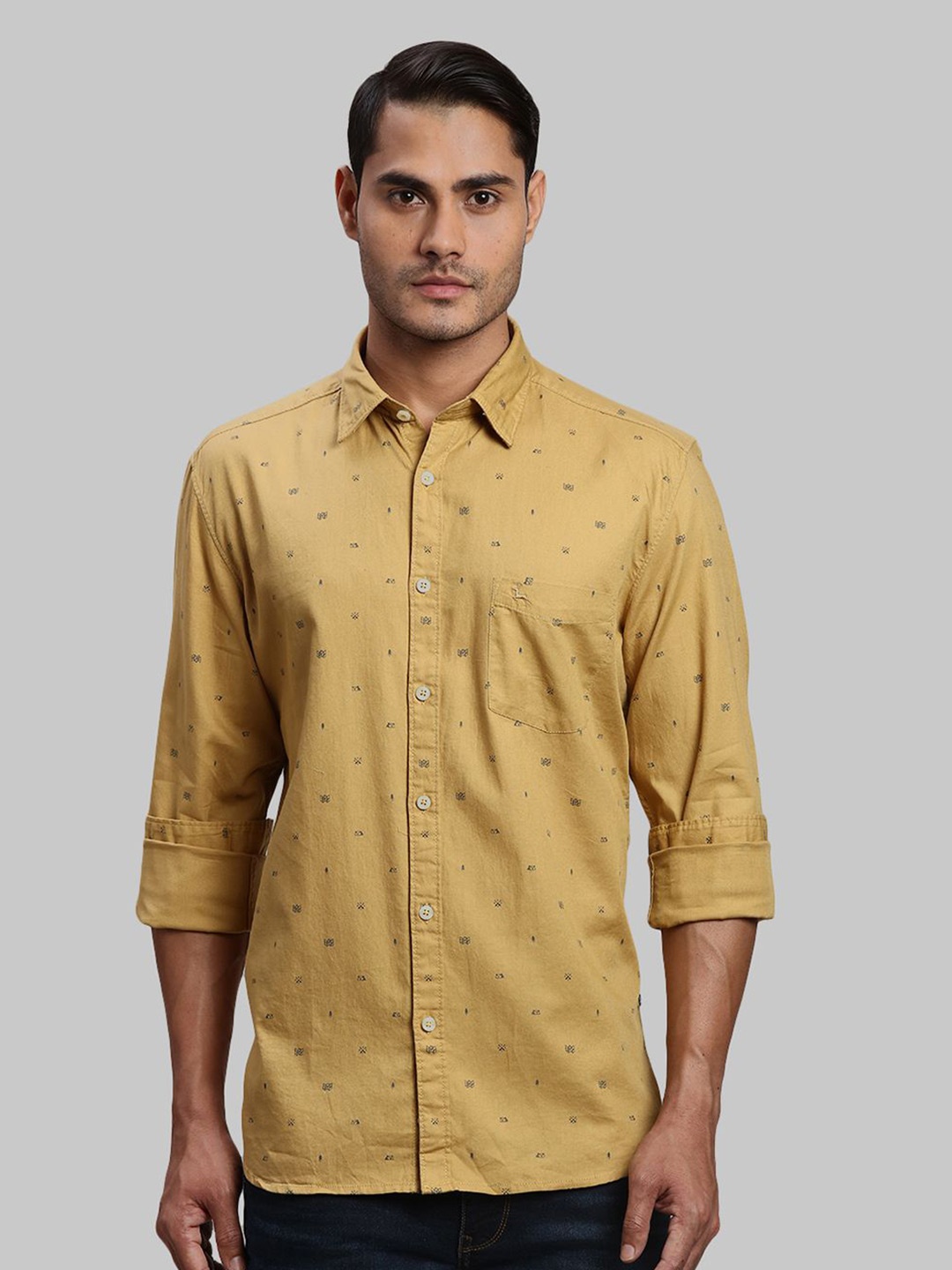 

Parx Men Cutaway Collar Conversational Printed Cotton Slim Fit Casual Shirt, Yellow
