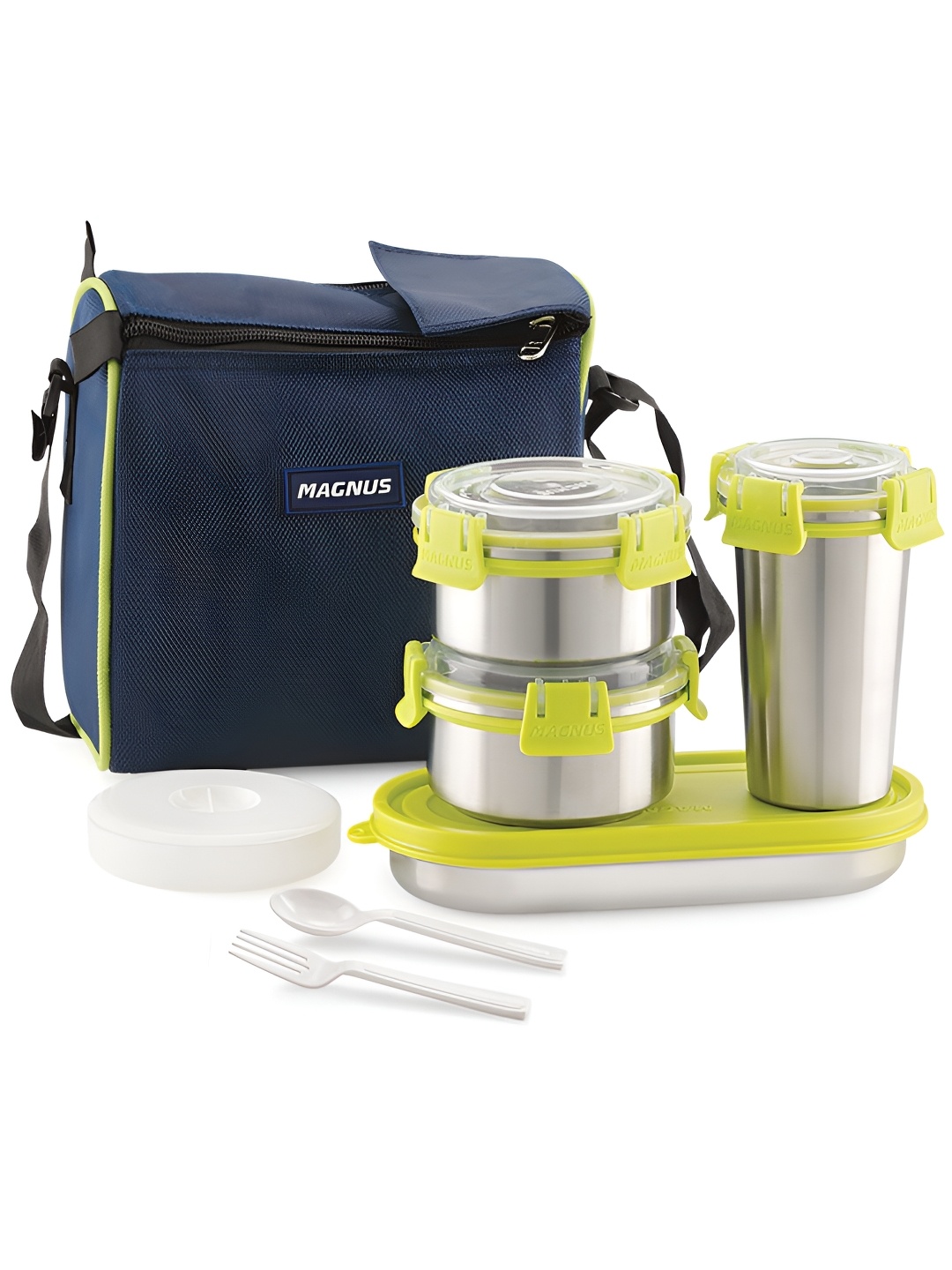 

MAGNUS Nexus 5 Blue and Green Stainless Steel Dishwasher and Microwave Safe Lunch Box