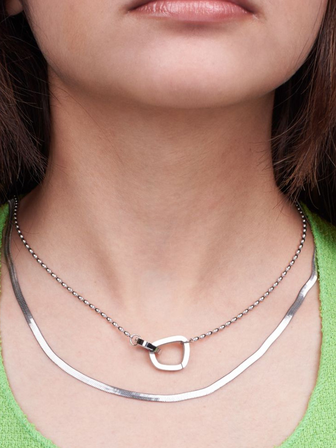 

SALTY Stainless Steel Classic Beauty Layered Necklace, Silver