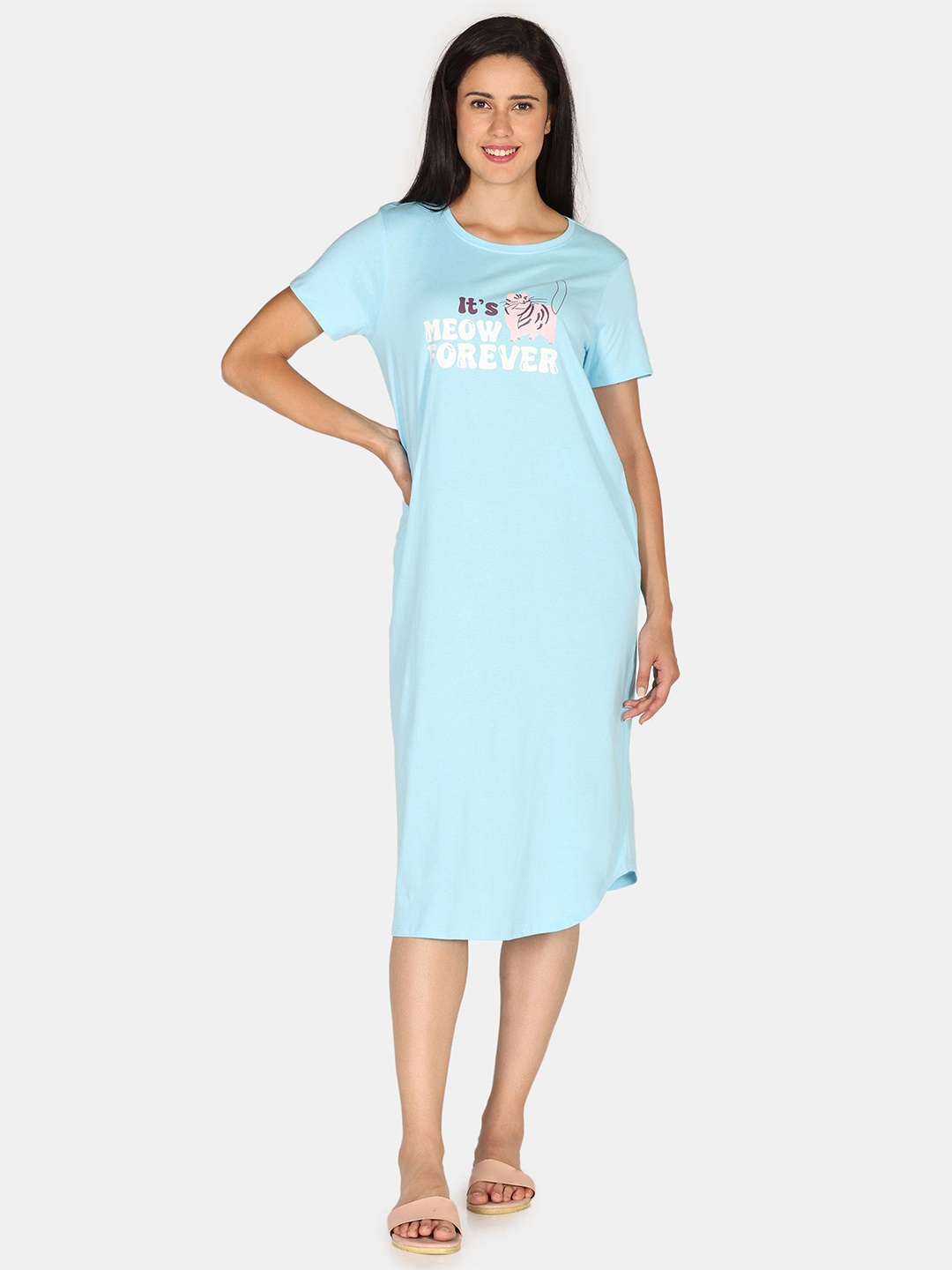 

Rosaline by Zivame Women Typography Printed Nightdress, Blue