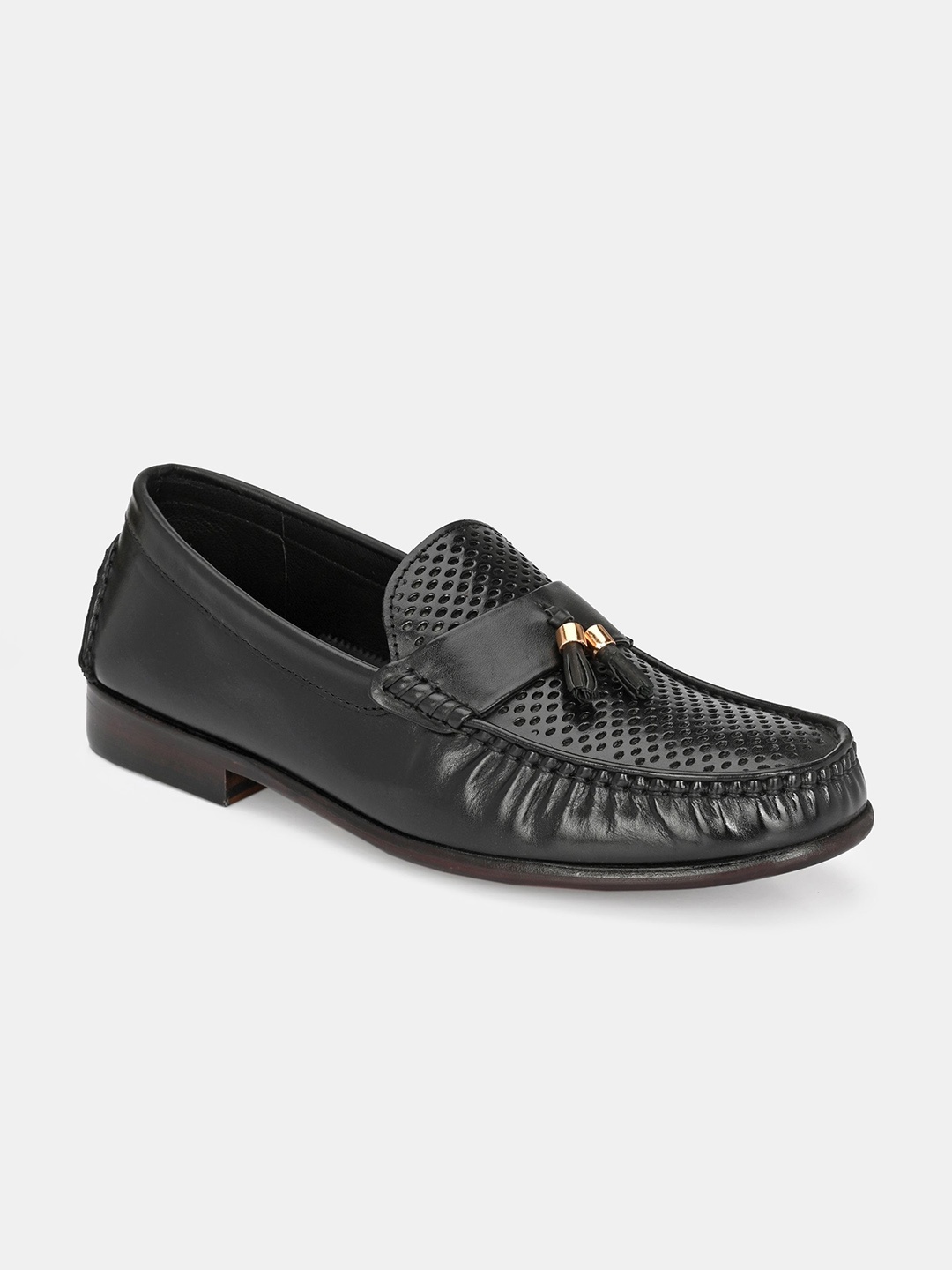 

Lafattio Men Leather Formal Loafers, Black