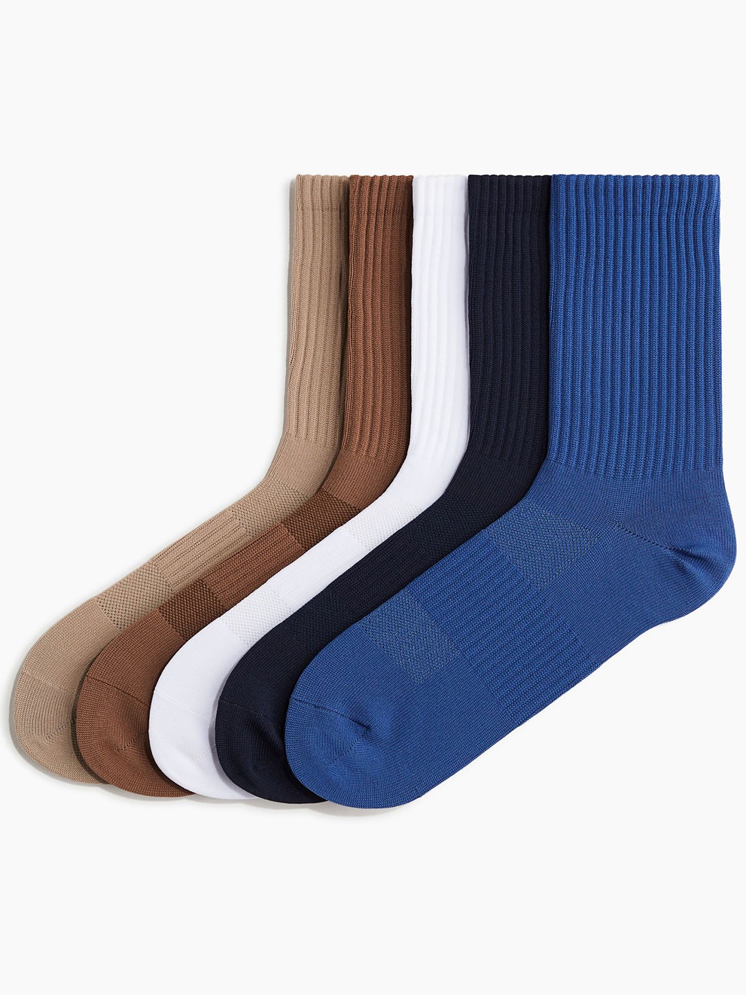

H&M Men Pack Of 5 Sports Socks In DryMove, Blue