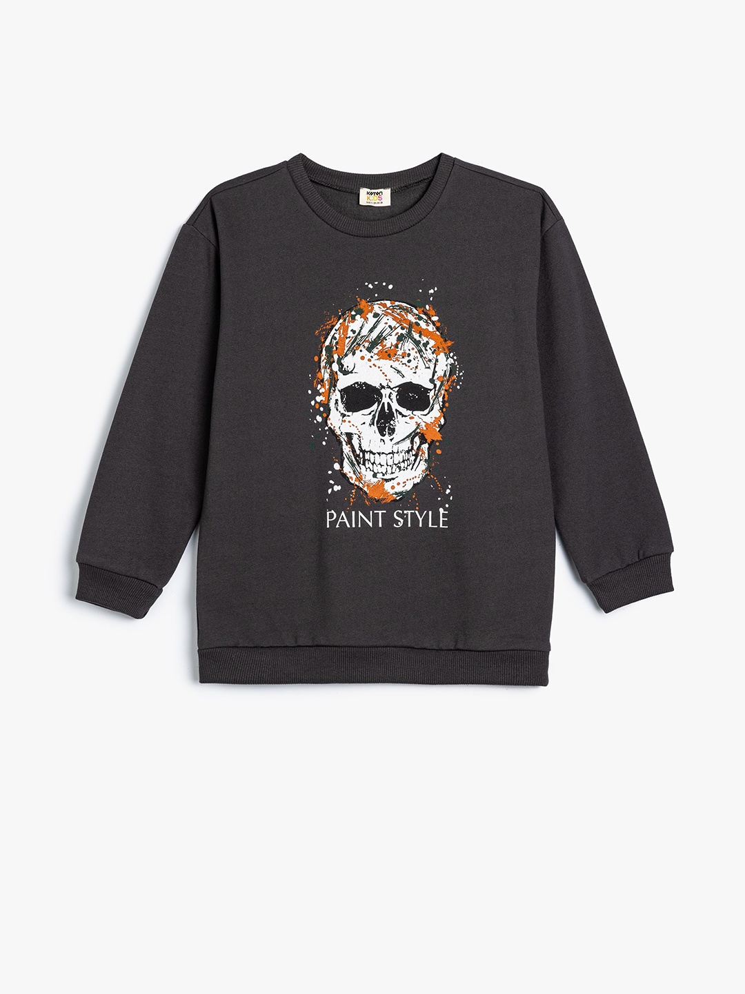 

Koton Boys Graphic Printed Round Neck Cotton Pullover Sweatshirt, Grey