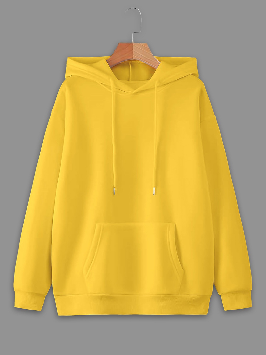 

VIMAL JONNEY Men Solid Hood Fleece Pullover Sweatshirt, Yellow