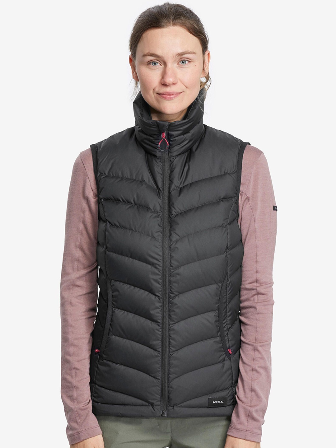 

FORCLAZ By Decathlon Women Sleeveless Stand Collar Padded Jacket, Black