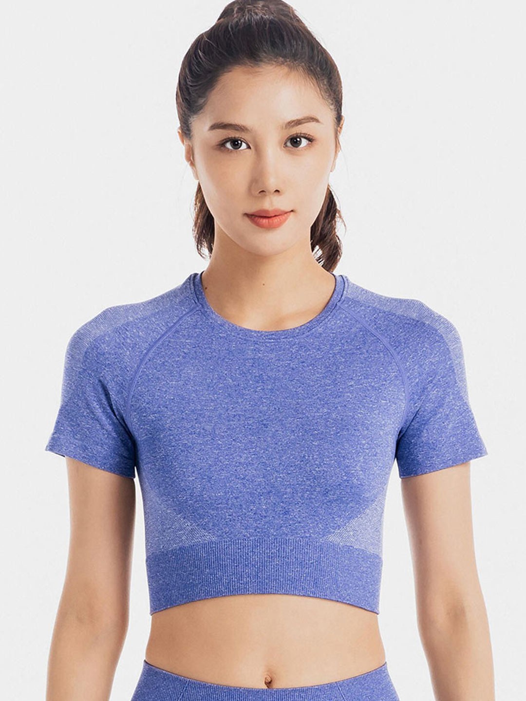 

Domyos By Decathlon Women Solid Round Neck Nylon T-shirt, Blue