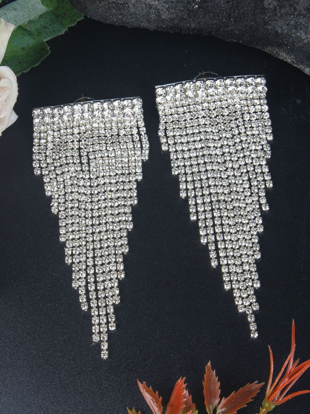

KPOP Silver Plated Rhinestone Contemporary Drop Earrings