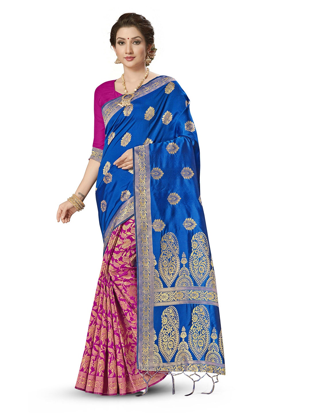 

Maroosh Ethnic Motifs Zari Banarasi Saree, Blue