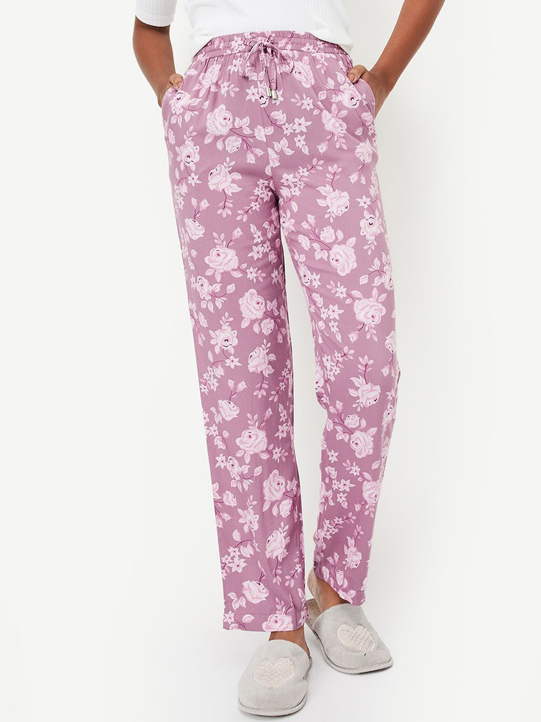 

Max Printed Mid-Rise Lounge Pants, Pink