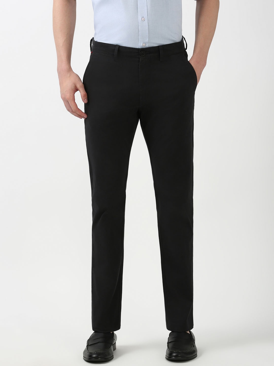 

Peter England Casuals Men Cotton Slim Fit Formal Trousers, Black
