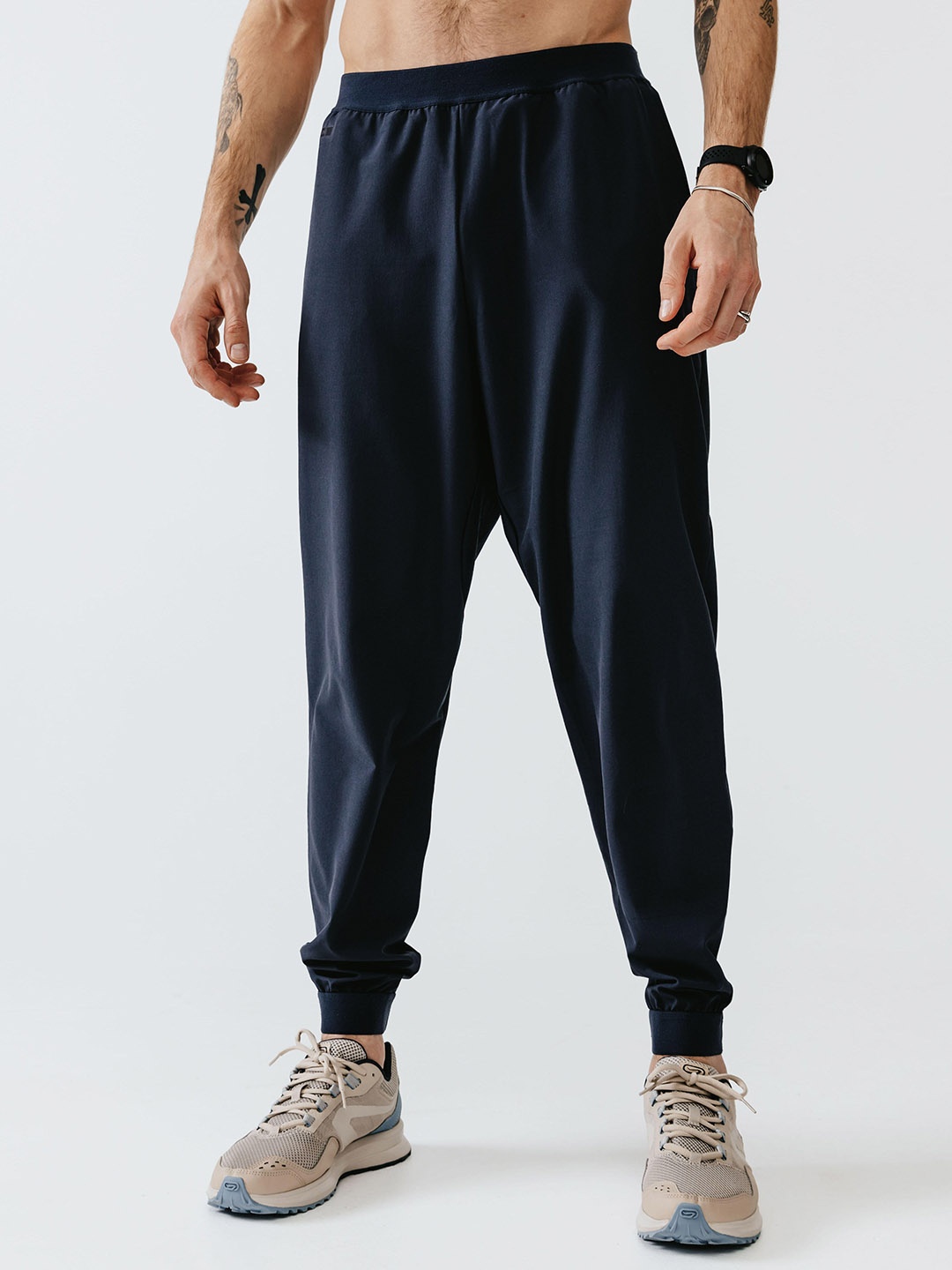 

Kalenji By Decathlon Men Mid Rise Joggers With Side Zipper Pockets, Blue
