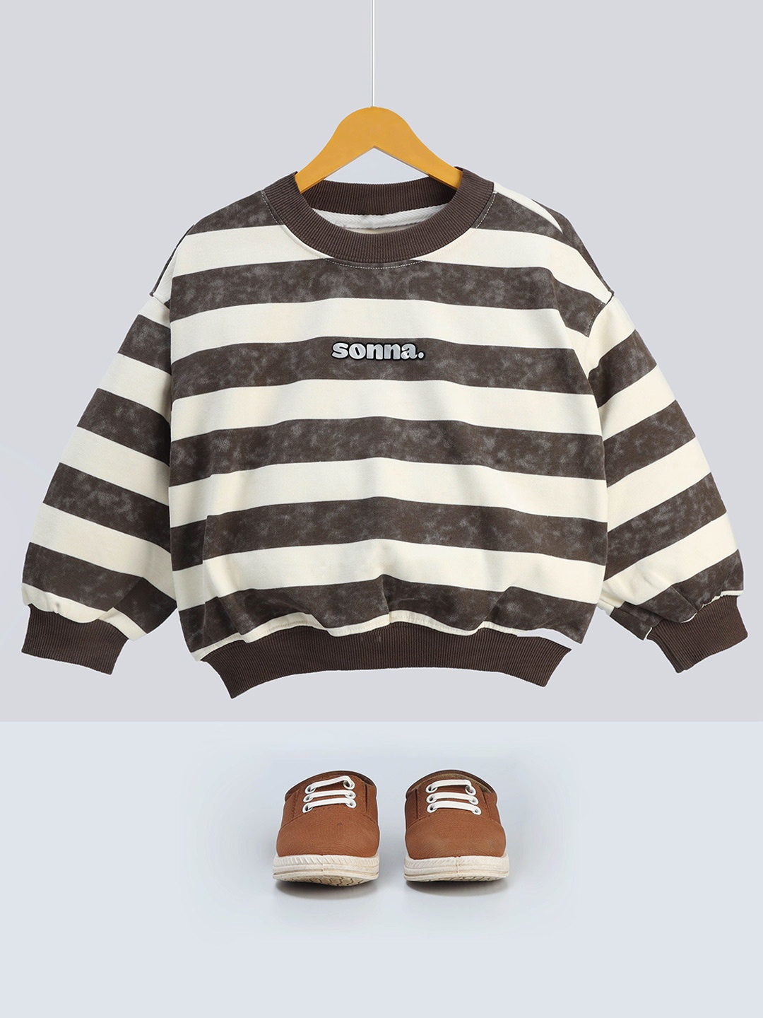 

BAESD Boys Striped Round Neck Cotton Pullover Sweatshirt, Brown