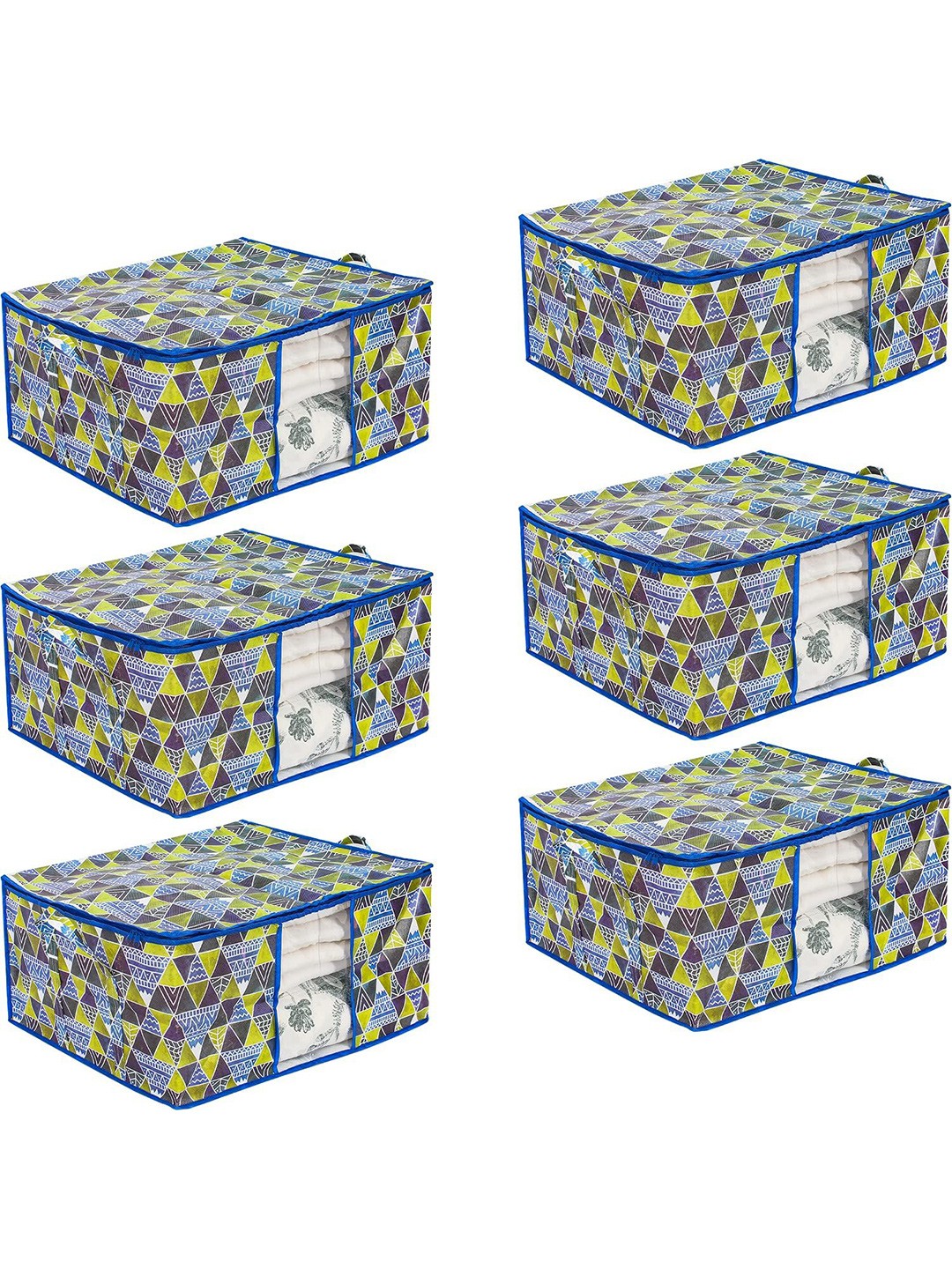 

prettykrafts Blue & White 6 Pieces Reusable Multi-Utility Organisers