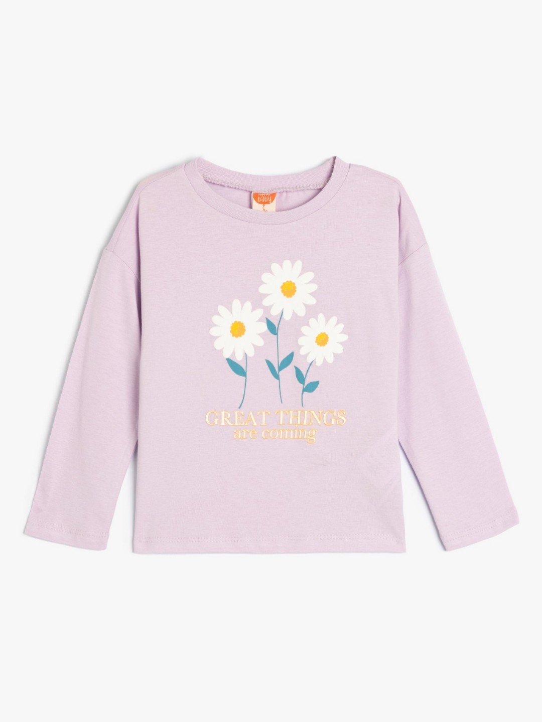 

Koton Girls Floral Printed Round Neck Cotton T-shirt, Lavender