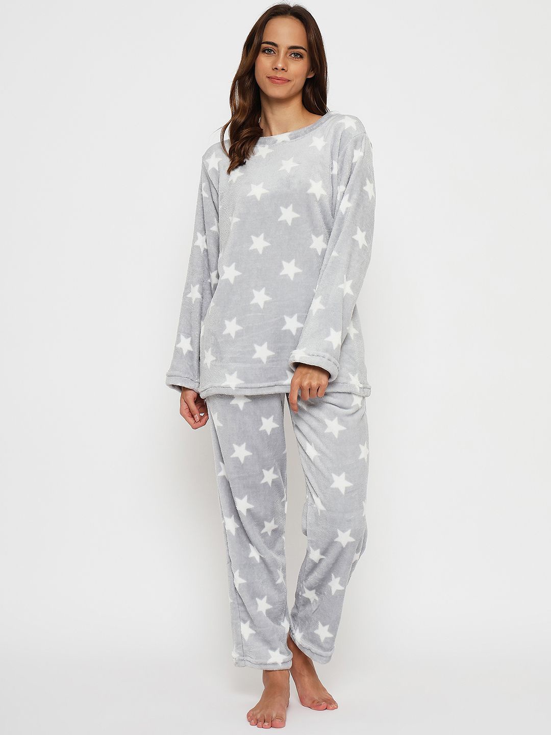 

Camey Women Printed Night suit, Grey