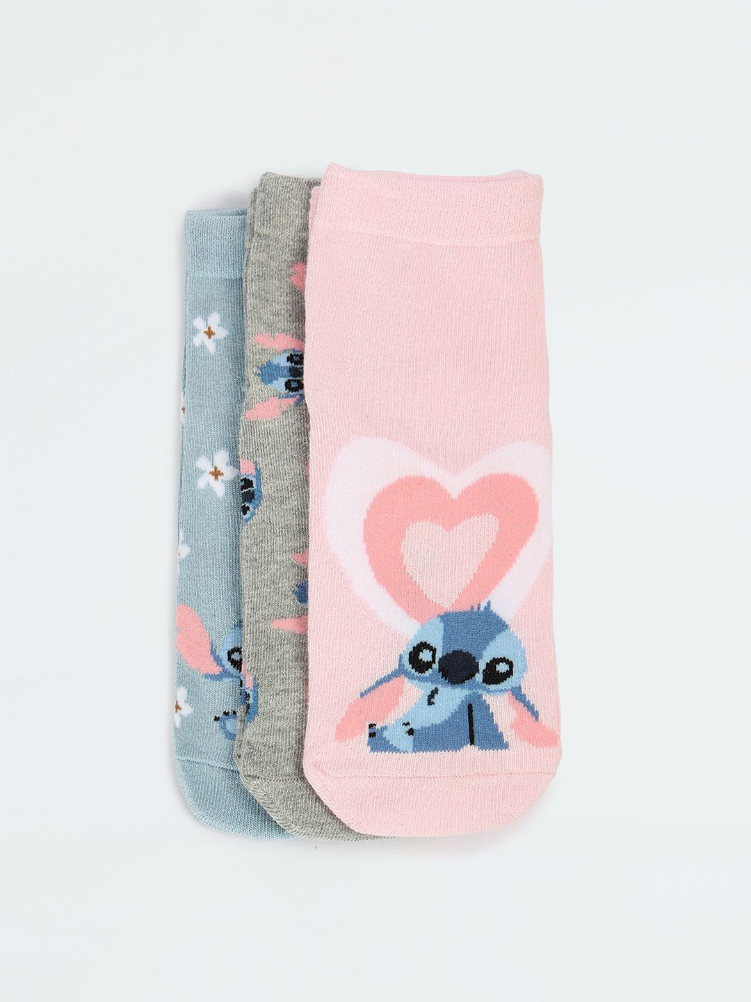 

max Girls Pack of 3 Patterned Ankle-Length Socks, Blue