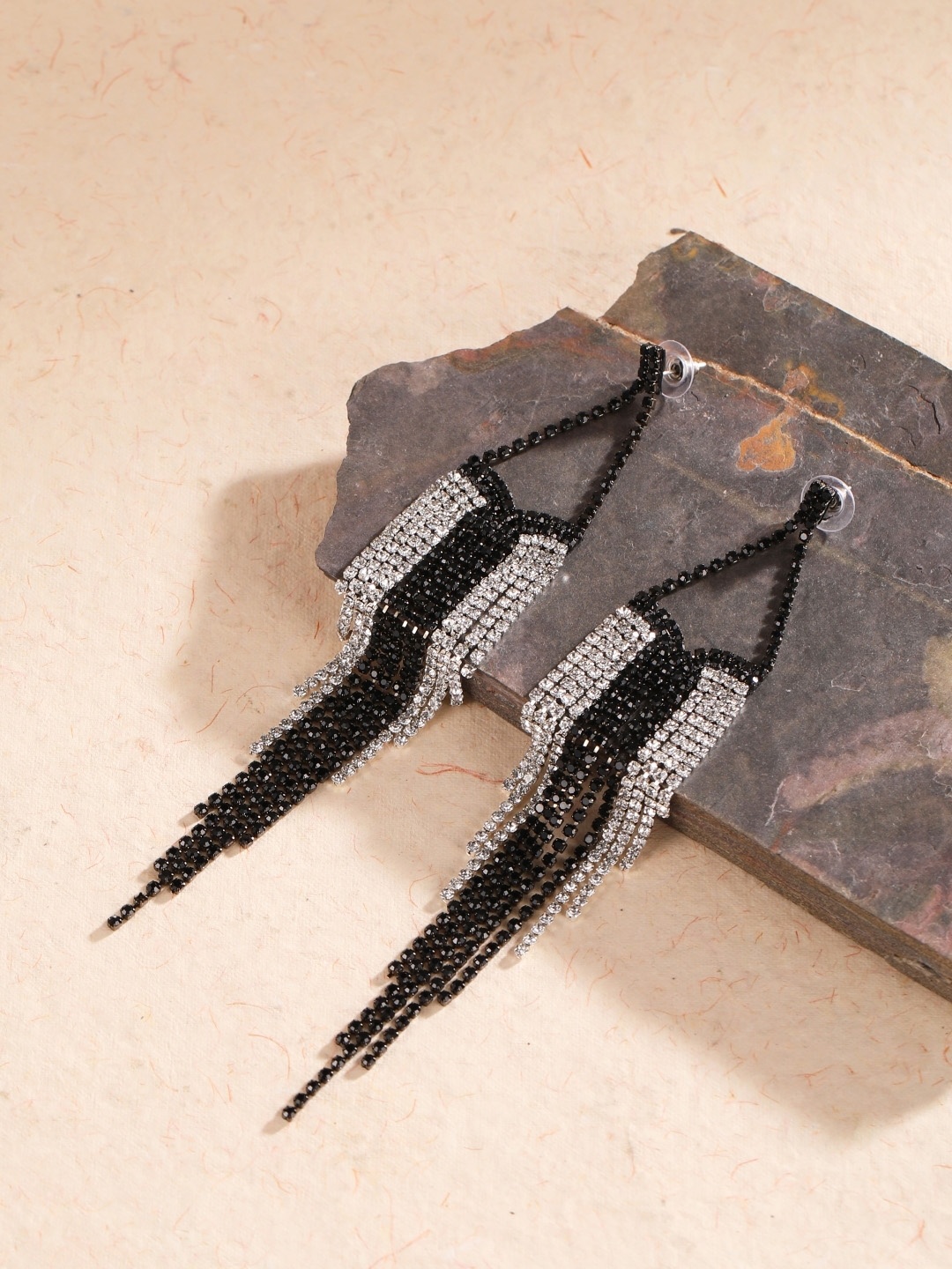 

KPOP Silver-Plated Contemporary Rhinestone Studded Drop Earrings