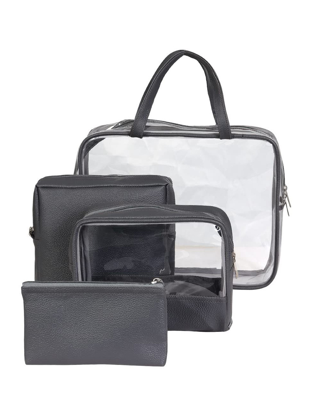

prettykrafts Grey & Transparent 4 Pieces Makeup Organisers