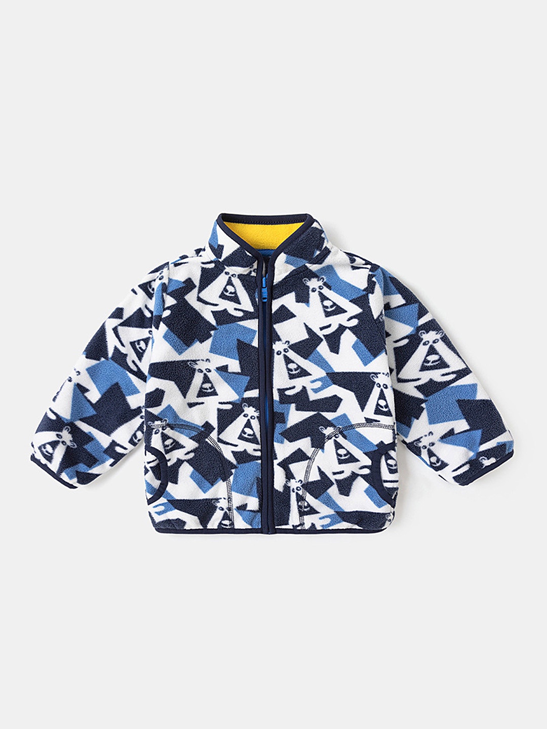 

LULU & SKY Girls Geometric without Crop Tailored Jacket, Navy blue