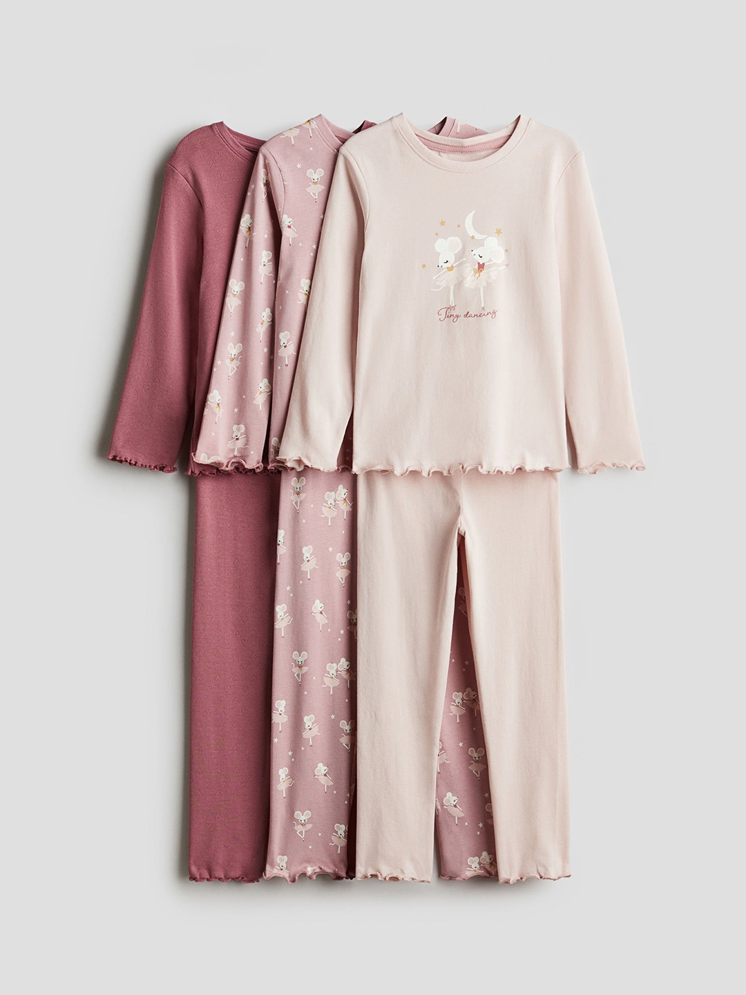 

H&M Girls Pack Of 3 Printed Pure Cotton Pyjamas, Pink