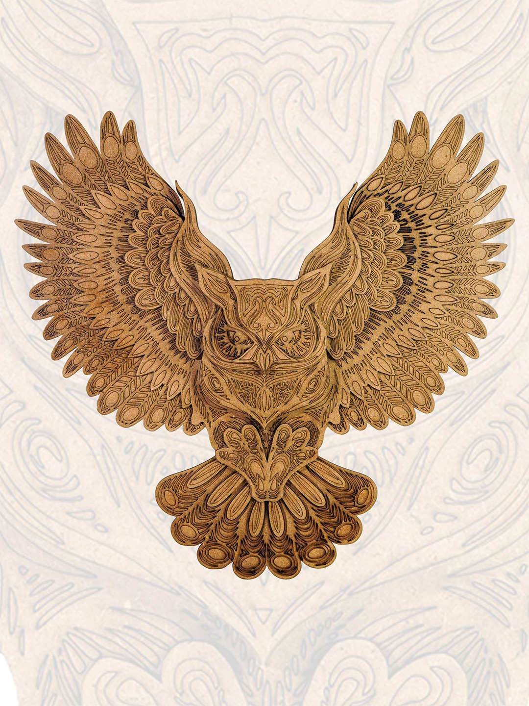 

Ekhasa Brown Textured Owl Wooden 3D Laser Cut Wall Decor